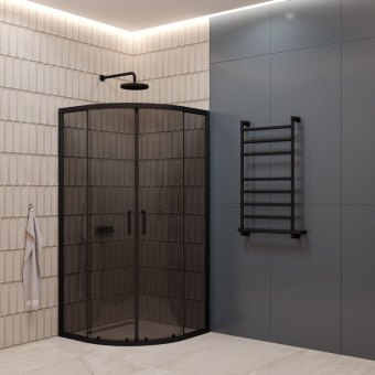 Душевое ограждение EG4BT 90*90 полукруг. (черн.мат., тонированное стекло) #WF_CITY_VIN# картинка