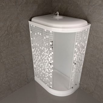 КОРАЛЛ 120*80 А Душевая кабина лев., 1/4 круга, н.п., Белый, Мозаика #WF_CITY_VIN# картинка