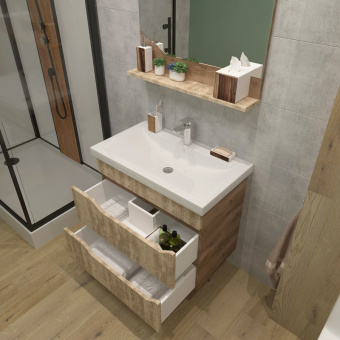 Тумба "Liberty 80" ТРАВИНТИН ПОДВЕСНАЯ  с раковиной Грэмми 800 #WF_CITY_VIN# картинка