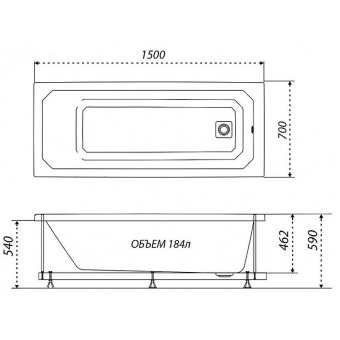 Акриловая ванна Прага 150*70 ХИТ!!! #WF_CITY_VIN# картинка
