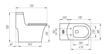 Монолит T1087 безободковый круговой смыв, сиденье тонкое ДП (с гофрой и подводкой) #WF_CITY_VIN# картинка