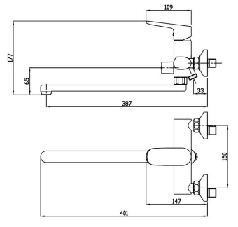 Смеситель д/ванны и душа PURE PR1431 #WF_CITY_VIN# картинка