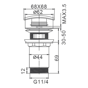 Донный клапан F60-2(Квадратный) #WF_CITY_VIN# картинка