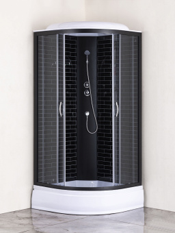 Душевая кабина CS-6690-25GB,90*90*215ср.п,чер.кирпич.узор,серое стекло 4мм,проф.черн!!!УСИЛЕННАЯ!!! #WF_CITY_VIN# картинка