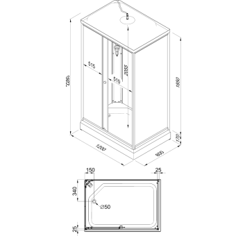 КВАДРО 120*80 А Душевая кабина прямоуг., н.п., Белый, Полосы, ДН4 #WF_CITY_VIN# картинка