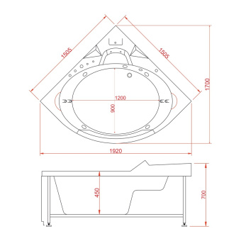 Акрилованная ванна OB-740 1350*1350 #WF_CITY_VIN# картинка