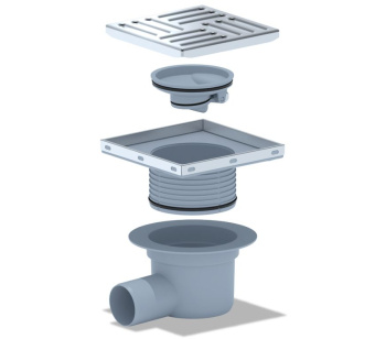 Трап горизонтальный регулируемый с выпуском 50мм, с нержавеющей решеткой 150*150 TA5612 #WF_CITY_VIN# картинка