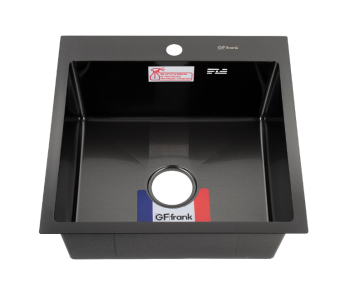 Мойка GFFrank 50*50 ГРАФИТ гл ч 20см, большой сифон с переливом 50502G #WF_CITY_VIN# картинка