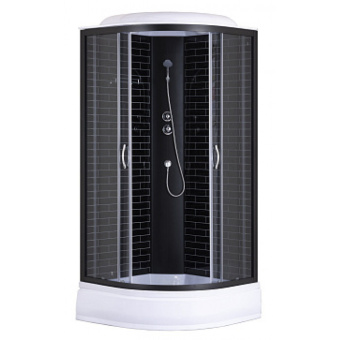 Душевая кабина CS-6690-25GB,90*90*215ср.п,чер.кирпич.узор,серое стекло 4мм,проф.черн!!!УСИЛЕННАЯ!!! #WF_CITY_VIN# картинка