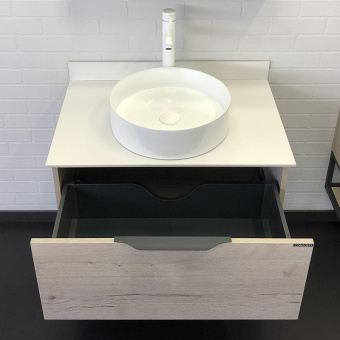 Тумба "ПОРТО 75" дуб дымчатый с белой столешницей с раковиной COMFORTY T-YT9376 #WF_CITY_VIN# картинка