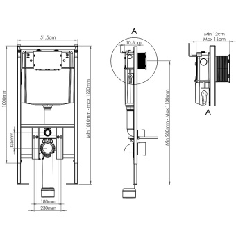 (SET)LORANTO Инсталляция 51см + кнопка Loranto кр.белый глянец+Унитаз подвесной Solido WH-028 безобо #WF_CITY_VIN# картинка