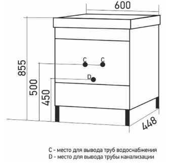 Тумба "Честер 60"БЕТОН  с раковиной Грейс 60 #WF_CITY_VIN# картинка