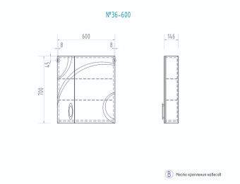 Шкаф зеркальный "MIRELLA 600" (VIGO) #WF_CITY_VIN# картинка