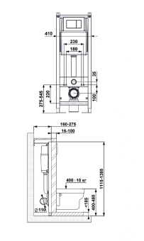 Инсталляция Berges 040331 для скрытого монтажа унитаза ATOM 410 кнопка хром #WF_CITY_VIN# картинка