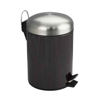 Ведро 1405 круглое, вставки под темное дерево, из нерж. стали, с педалью, 5л, вывод #WF_CITY_VIN# картинка