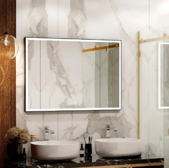 Зеркало "Frame" LED 1000*700 BLACK (сенсор) ЗЛП188 #WF_CITY_VIN# картинка