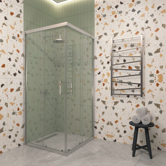 Душевое ограждение EvaGold EG3C 90*90 квадрат (хром, прозрачное стекло) #WF_CITY_VIN# картинка