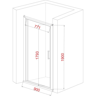 Душевая дверь JY134 90*190 ( прозрачное) #WF_CITY_VIN# картинка