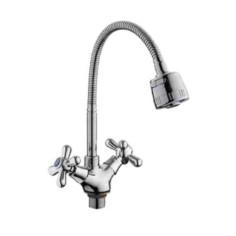 Смеситель д/кухни D153819-T с 2-мя рукоятками и гибким изливом 2 реж #WF_CITY_VIN# картинка