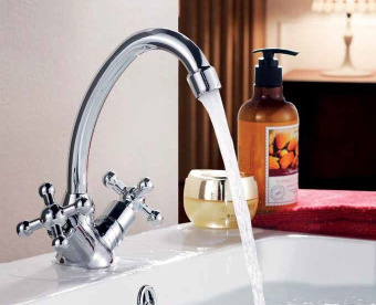 Смеситель G02-71 д/кух двуручн. с поворот. изливом 260м ROSSINKA #WF_CITY_VIN# картинка