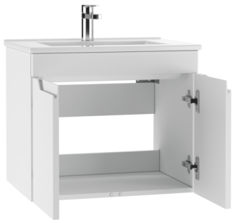 Тумба "Quadro 60 Optima" подвесная Домино DO1901T с раковиной "Quadro 60" Sanita Luxe* #WF_CITY_VIN# картинка