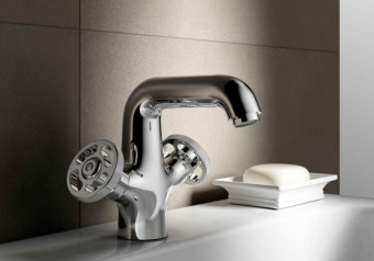 Смеситель L1089 тюльпан крест зол. мет/кер #WF_CITY_VIN# картинка