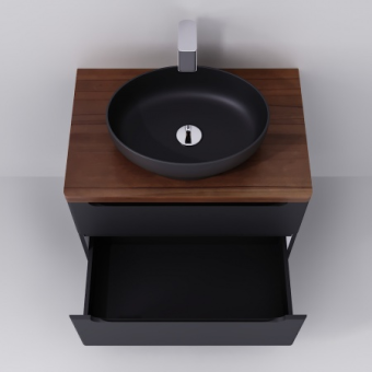 Тумба "Wood 80" подвесная (серая) + столешница "Wood 80" (светлое дерево) #WF_CITY_VIN# картинка