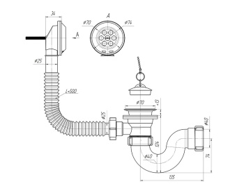 Обвязка для ванны 1 1/2 х 40 с вып. и пер.с гофрой (Е155) АНИ (30) #WF_CITY_VIN# картинка