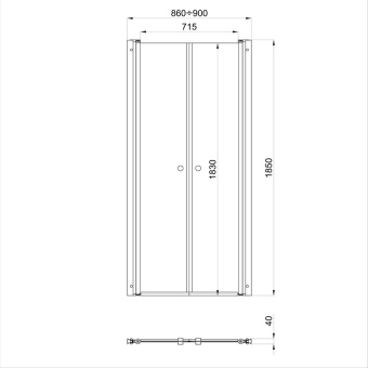 Дверь душевая Дабл 90*185 хром прозр #WF_CITY_VIN# картинка