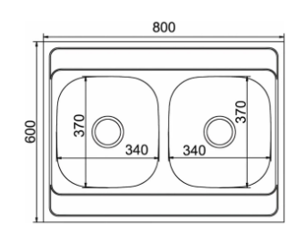 Мойка 80х50 (0,6) 2-х чаш вып 3 1/2 MIXLINE 18см с сифоном #WF_CITY_VIN# картинка