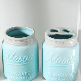 Набор для ванной, 4 предмета "Рони" (мыльница, дозатор д/мыла, 2 стакана) 5426119 #WF_CITY_VIN# картинка