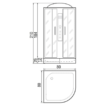 DUNAY 80/24 TН душевая кабина + поддон полукруг 80/24 С #WF_CITY_VIN# картинка