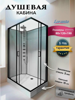 Душевая кабина CS-21813 120*80*205 н.п./ст.прозр./проф.черн.мат/задн.ст.белые #WF_CITY_VIN# картинка