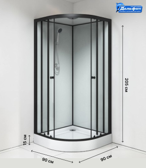 Душевая кабина CS-22109 90*90*205 н.п./ст.прозр./проф.черн.мат/задн.ст.белые #WF_CITY_VIN# картинка