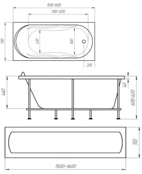 МЕДЕЯ ванна 150*70 + каркас + панель #WF_CITY_VIN# картинка