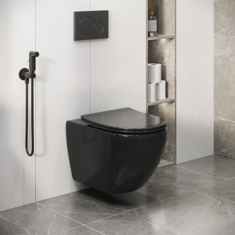 Унитаз подвесной GR-4411BS безободковый с тонкой крышкой ЧЕРНЫЙ #WF_CITY_VIN# картинка