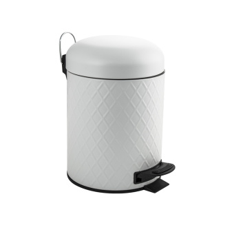 Ведро 1505 круглое, белое, эмаль с узором, из нерж. стали, с педалью, 5л #WF_CITY_VIN# картинка