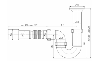 Сифон АНИ 1 1/2*40 мм прямоточный с литым выпуском (D0515) #WF_CITY_VIN# картинка