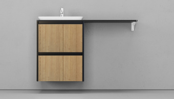 Тумба подвесная Klaufs 56*60 (шатанэ/черный) 2 ящика #WF_CITY_VIN# картинка