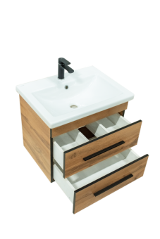 Тумба "МОНАКО 60" подвесная Дуб Вотан С РАКОВИНОЙ  COMO 60 #WF_CITY_VIN# картинка