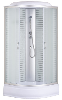 Душевая кабина CS-6610-25FW,100*100*215 ср.п., стекло 4мм, белый кирпич, профиль хром #WF_CITY_VIN# картинка