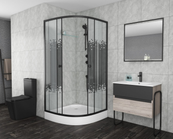 Душевой уголок NG 007-14BLACK 90*90*195 н.п. Мозаика #WF_CITY_VIN# картинка