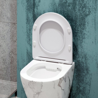 Унитаз подвесной K505MD безободковый, сиденье тонкое ДП, БЕЛЫЙ МРАМОР #WF_CITY_VIN# картинка