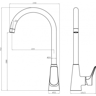 ARGO Смеситель для кухни набортный, EFRA 3503, хром однорычажный, d-35 латунь, гибкая подводка #WF_CITY_VIN# картинка