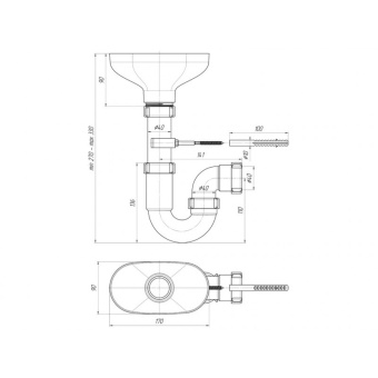 Сифон АНИ 1 1/2"*40 прямоточный с разрывом струи DR0100 #WF_CITY_VIN# картинка