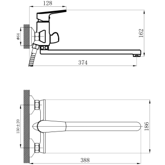 Смеситель 94223 SEGEL Black для ванны, черный матовый (OSGARD) #WF_CITY_VIN# картинка