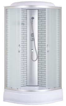 Душевая кабина CS-6690-25FW,90*90*215 ср.п 25см,бел.кирпич.узор,стекло 4мм,проф.хром. #WF_CITY_VIN# картинка