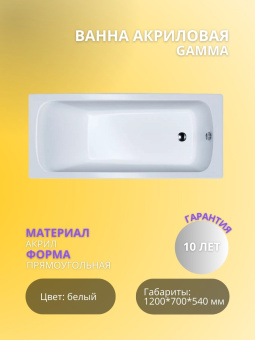 Gamma ванна (1200*700*540)  БЕЗ НОЖЕК  #WF_CITY_VIN# картинка