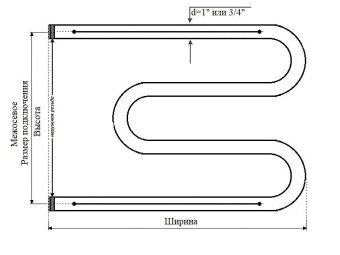 Полотенцесушитель водяной М-образный с полкой 500*500 (1") #WF_CITY_VIN# картинка