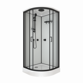 Душевая кабина Прайм-Блэк 90*90 А 1/4 круга, низ.поддон, белый  #WF_CITY_VIN# картинка
